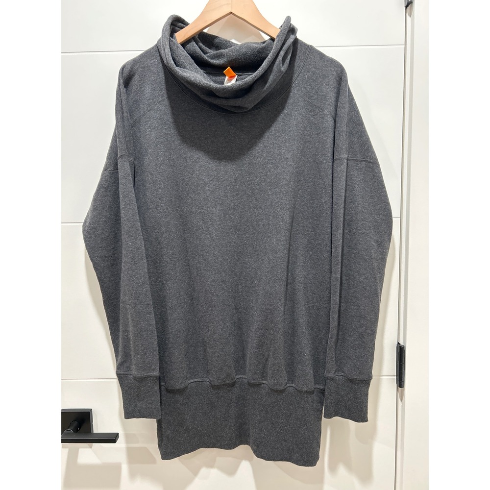 Lucy Womens Gray Cowl Neck Pullover Sweatshirt Tunic Activewear Large